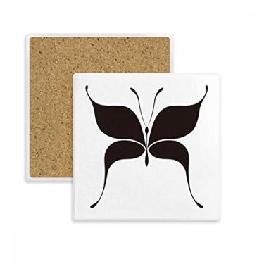 Imagem de Porta-copos quadrado de borboleta preta de fada com suporte de subplaca para caneca