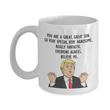 Imagem de Caneca engraçada Trump Head Son – Caneca de café Donald Trump – Presentes para o filho – Ideia de presente inovadora