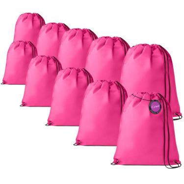 Imagem de Kit 10x Mochilas tipo Saco Gym Sack em TNT Premium 33x40cm Marino TopGet