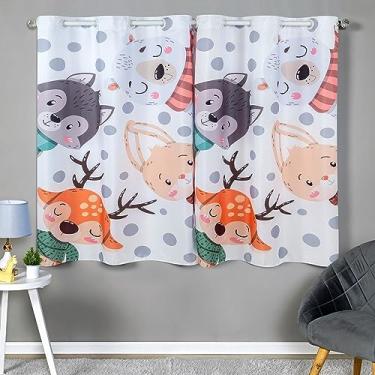 Imagem de Cortina Para Quarto Infantil Menino 2,00 x 1,50m Safari Raposa Azul Verde Baby Nenem Animais Leão Selva Janela Padrão (Selva)