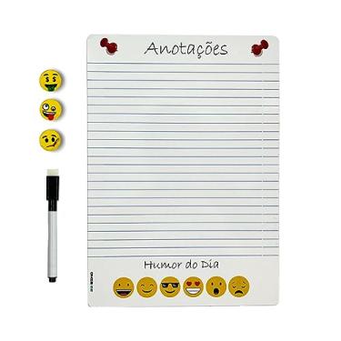 Imagem de Organizar Magnético Imã De Geladeira Porta Recado Anotação Planejador com 3 Imãs Emoji