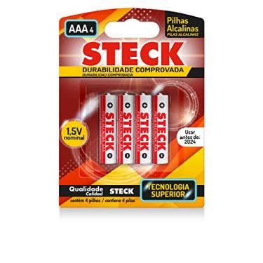 Imagem de Pilhas Alcalinas 1.5V Tipo Aaa Steck Pack C/ 4 Unidades Steck