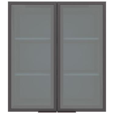 Imagem de Armário Aéreo Bartira Cristal MDP 15mm com 2 Portas com Vidro e 2 Prateleiras - 80cm de largura