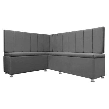 Imagem de Kit Canto Alemão Liso 4 Lugares com Baú Veludo Preto 1,25x1,60m SOFA STORE