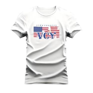 Imagem de Camiseta Plus Size Estampada Unissex Algodão Confortável USA Vida Country-Unissex