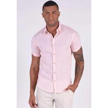 Imagem de Camisa casual masculina manga curta comfort verano tinturado rosa claro-Masculino