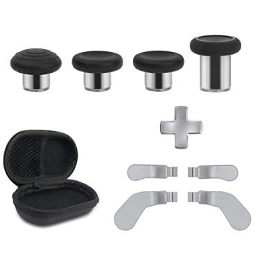 Imagem de Metal Replacement Thumbsticks for Xbox Elite Controller Series 2 Core,Component Pack Includes 4 Swap Magnetic Joysticks,4 Paddles,1 Standard D-Pads, Accessories Parts for Xbox One Elite 2 (Silver)