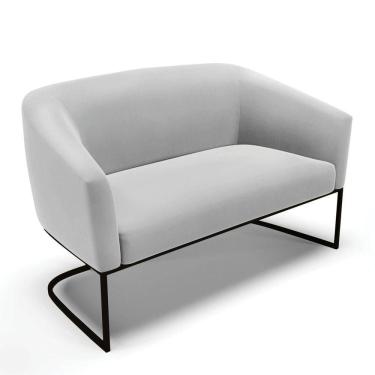 Imagem de Sofá Namoradeira 2 Lugares Base Industrial Preto Stella Suede D03 - D`rossi Cor Cinza