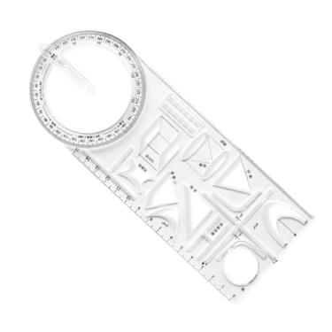 Imagem de IEUDNS Régua geométrica modelo de desenho geométrico régua de medição pp rascunhos réguas para desenho escola material de escritório formulário trabalho, Colégio