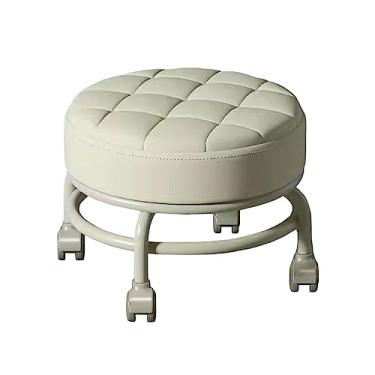 Imagem de Ioensy giratórios com Banco de trabalho doméstico giratório ° Assento de couro PU acolchoado Banco de Assento para, bege