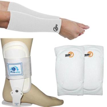 Imagem de Kit Proteção Volei Manguito Joelheira Tm7 Tornozeleira Provolley, Bran