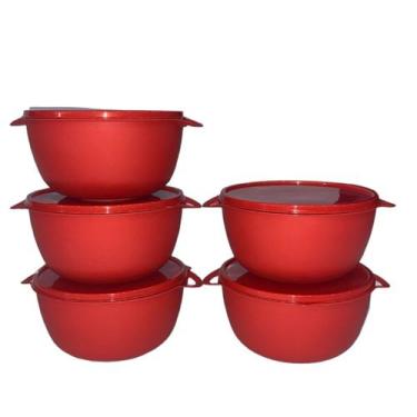 Imagem de Kit 5 Potes Redondos Plástico com Tampa 1LT Empilhavel - Casa Bella, V