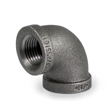 Imagem de SUPPLY GIANT CNOM0200 Conexão de cotovelo de ferro maleável de 90 graus para alta pressão com conexão de rosca fêmea e acabamento preto, 2