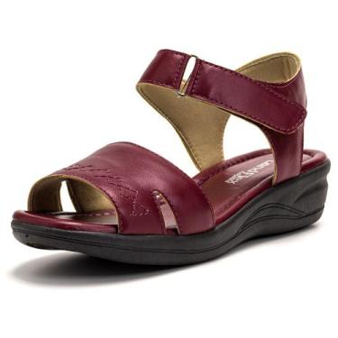 Imagem de Sandália Ortopédica Feminina Senhora Leve Macia - EMOT SHOES, Marsala,