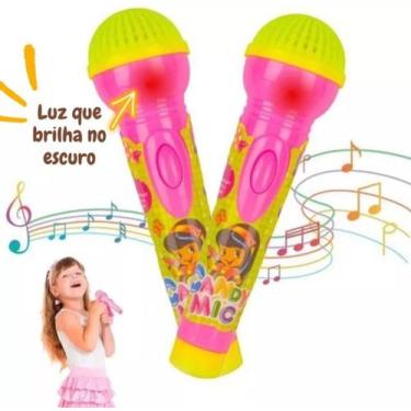 Imagem de Kit Microfone Infantil Feminino Brinquedo Musical com Luz e Som para C