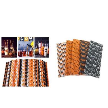 Imagem de 100pcs Canudos de Papel bebidas/ decoração festa Halloween - Lynx