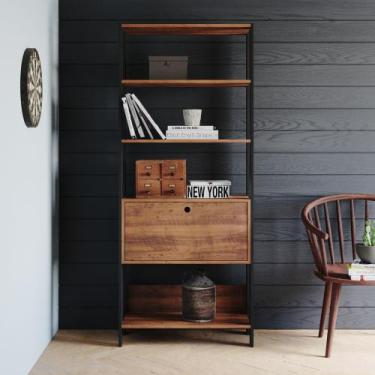 Imagem de Estante Argo com 1 Porta e 5 Prateleiras Babus - Pinho / Preto