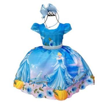 Imagem de Vestido Infantil Da Cinderela Luxo Perfeito Para Princesa Tematico - G