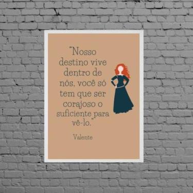 Imagem de Quadro Frase Valente 33x24cm - Quadros On-line, Madeira preta