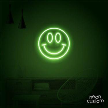 Imagem de luminaria letreiro Neon Led Smile 60x60 luminoso decoração p/ selfie -