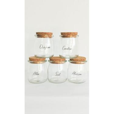 Imagem de Kit 06 Potes de Tempero 190ml + 30 Etiquetas Adesivas para Temperos - 