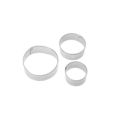 Imagem de kit 3un Cortador Inox Molde Forma Massas Biscoito - Redondo - YAZI