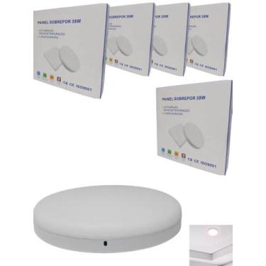 Imagem de Kit 5 Plafon Led Borda Infinita 38W Sobrepor Redondo Frio 6500k Bivolt