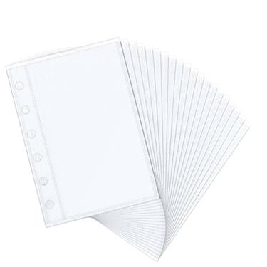 Imagem de 20 peças de protetores de folhas transparentes para fotos A7, 6 x 12 cm, 1 bolso com inserções de cartão de foto, páginas de refil de álbum de fotos PP para fichário de 6 anéis