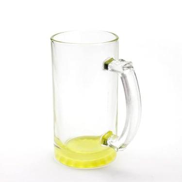 Imagem de 2 peças de vidro transparente transparente de cerveja 473 g Caneca amarela gradiente inferior impressão por sublimação revestida com tinta de transferência de calor