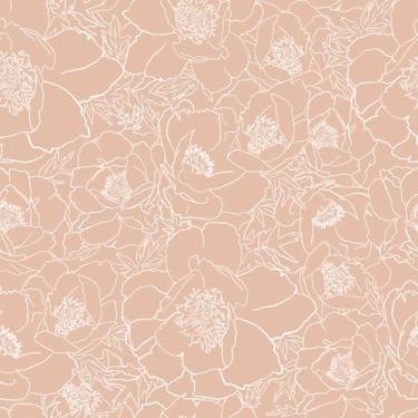 Imagem de VEELIKE Papel de parede floral com desenho de pêssego boho peônias vintage papel de parede floral para quarto de berçário de meninas 48 x 39 cm, papel de parede removível autoadesivo de contato floral