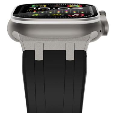 Imagem de NewWays Pulseira masculina para Apple Watch Ultra de 49 mm, 45 mm, 44 mm e 42 mm para homens, AP Wide Sport com adaptador de aço inoxidável para Apple Watch séries 8, 7, 6, 5 e SE Ultra Luxury