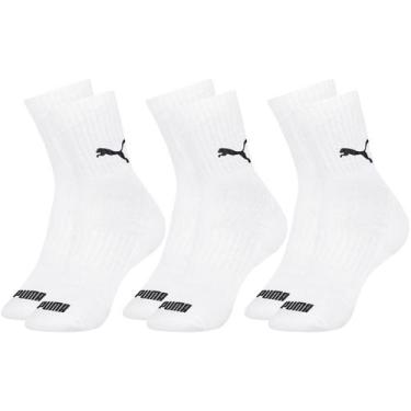 Imagem de Kit com 3 Pares de Meias Puma Modelo Cano Médio Lisa Básica Esportiva 