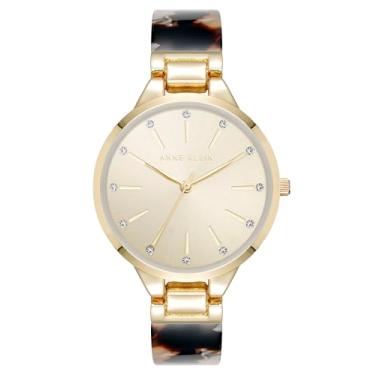 Imagem de Anne Klein Relógio feminino com pulseira de resina, Marrom