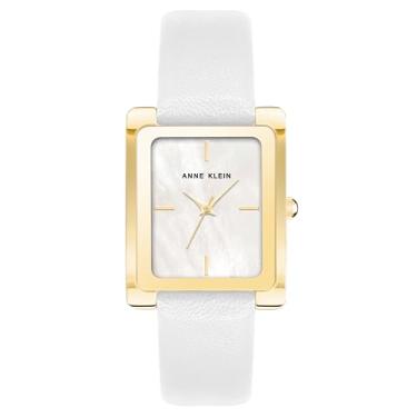 Imagem de Anne Klein Relógio feminino com pulseira de couro, Branco