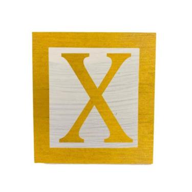 Imagem de Cubo Branco Letra Amarela com Aplique Festa Chá de Bebê Decoração 8x8x