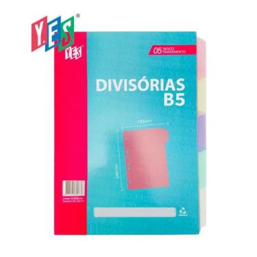 Imagem de Divisórias de Fichário Colegial B5 C/5 Tons Pastel Transparente Yes