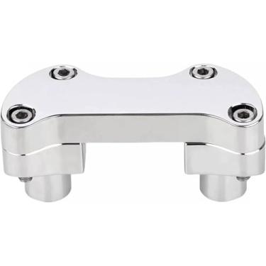 Imagem de TDZ Kit de elevação de guidão cromado de 3,18 cm para Harley Fat Boy Softail Dyna Sportster Road King 3,2 cm Ape Hanger Beach Handlebar (altura de subida: 5 cm; para guidão de 3,1 cm)