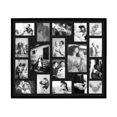 Imagem de Painel Multifotos de Vidro com Paspatur Expositor para 24 Fotos 94X66 Versátil para Parede ou Balcão Outlet dos Quadros (Preto)