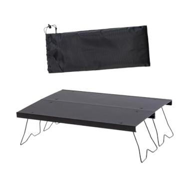Imagem de YIJU Mesa de acampamento mesa externa dobra pernas móveis de praia de praia liga portátil de alumínio para churrasqueiras backpacking, Preto