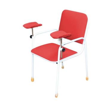 Imagem de Cadeira Coleta Sangue Braço Lateral Reforçada Obeso Vermelha - Metal S