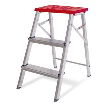 Imagem de Banqueta Escada 3 Degraus Aluminio 0,65m 120 Kg Reisam