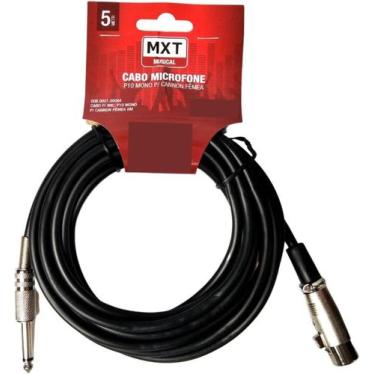 Imagem de Cabo microfone p10 mono x canon xlr femea 5 metros preto mxt