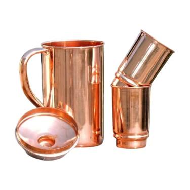 Imagem de 2activelife Jarra de água de cobre com 2 copos de cobre | jarro de cobre puro com 2 copos de cobre para beber e servir água no uso diário (50,7 fl Oz)