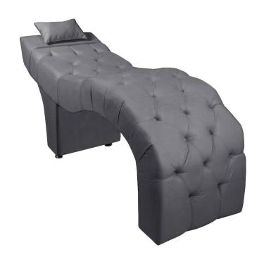Imagem de Maca Estofada Para Clínica De Estética Facial Com Capitonê Andressa Suede Speciale Home Cinza