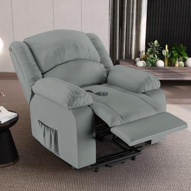 Imagem de Poltrona Do Papai Reclinável Sala De Cinema Barcelona Elevação Lift Elétrico Pu Cinza