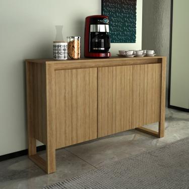 Imagem de Balcão Para Escritório 3 Portas Me4147 Espresso Móveis Amendoa