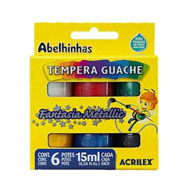 Imagem de Tinta Guache Fantasia Metallic Acrilex - 6un C-15ml