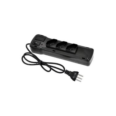 Imagem de Filtro De Linha Plastico Preto - Fiolux 3 Tomadas