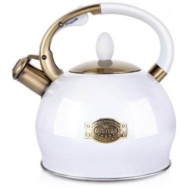 Imagem de Chaleira de Chá 2.5L em Aço Inoxidável com Apito e Alça Ergonômica, Branca, SUSTEAS PDH...