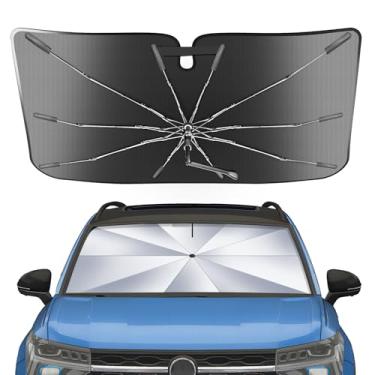 Imagem de Guarda-sol portátil para para-brisas personalizado adequado para Volkswagen Taos 2022-2025, 2 em 1 cristal de gelo durável guarda-chuva compacto sombra UPF50+ UV proteção contra isolamento térmico